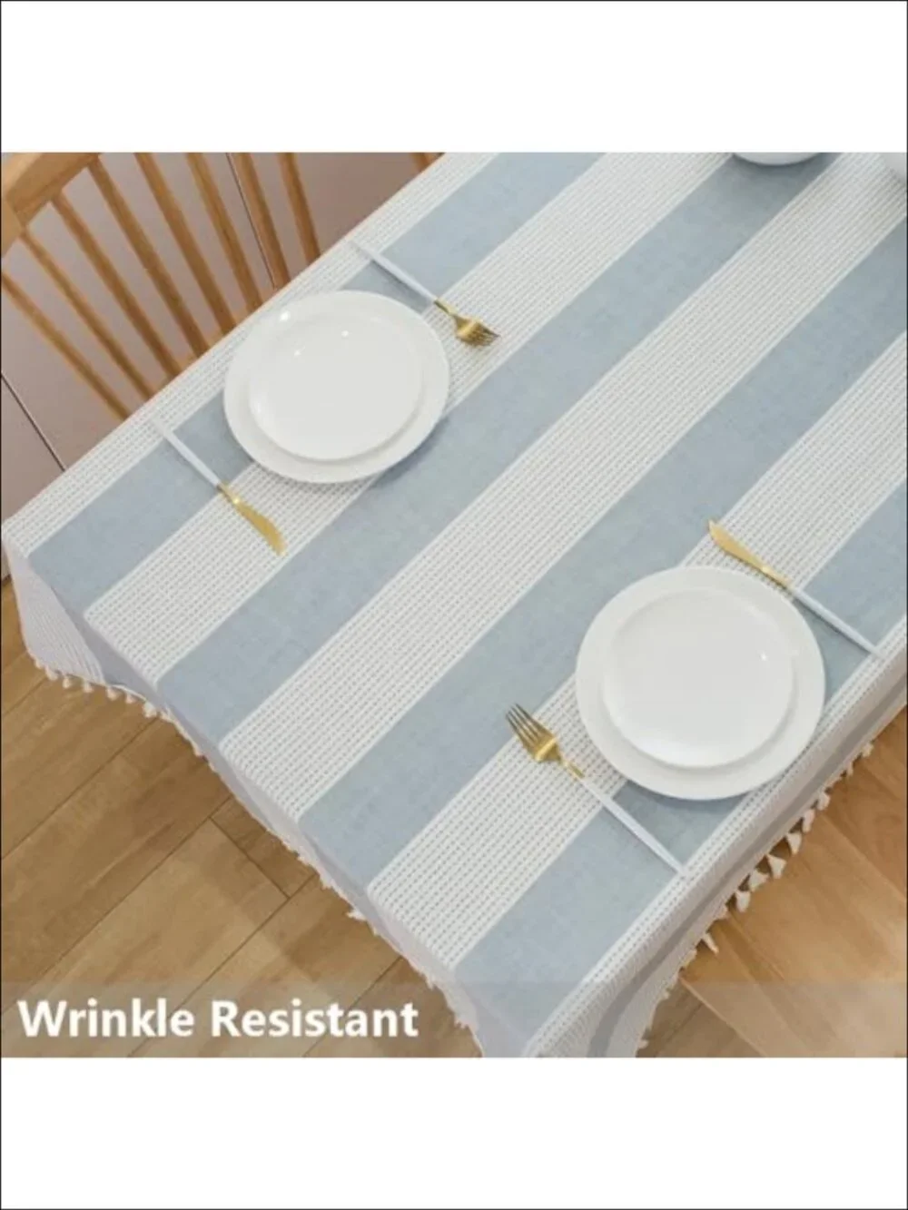 Cotton Tablecloth 55x70 Rectangular Striped Farmhouse Dining